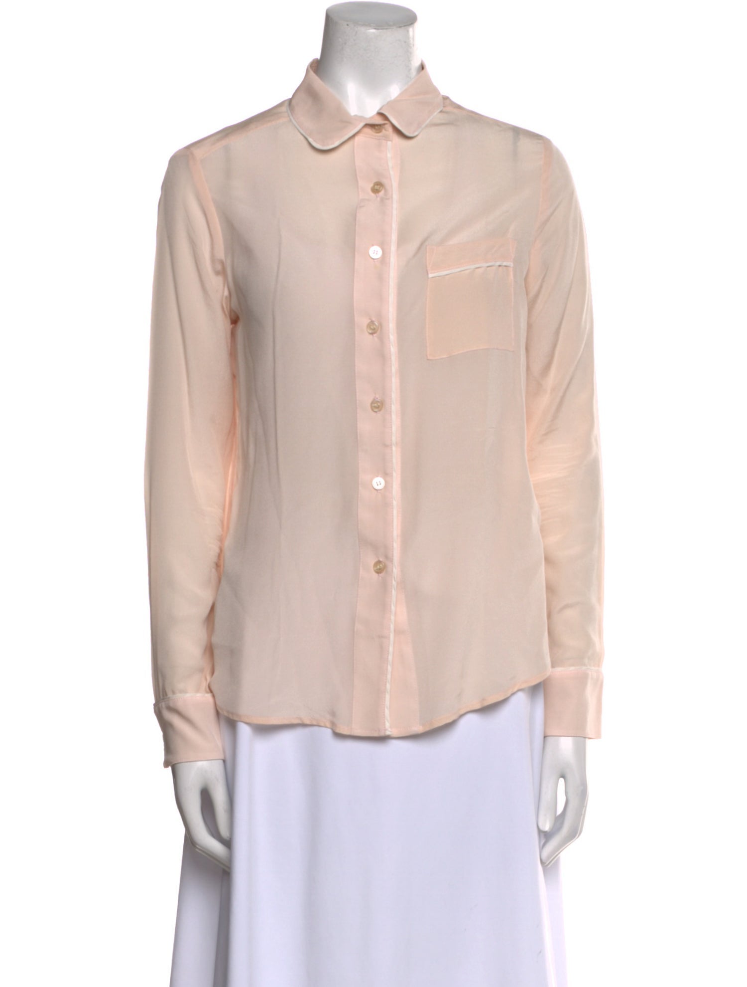 La Maison Du Couturier Silk Long Sleeve Button-Up Top