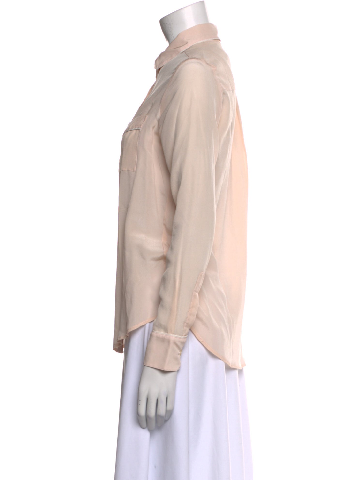 La Maison Du Couturier Silk Long Sleeve Button-Up Top