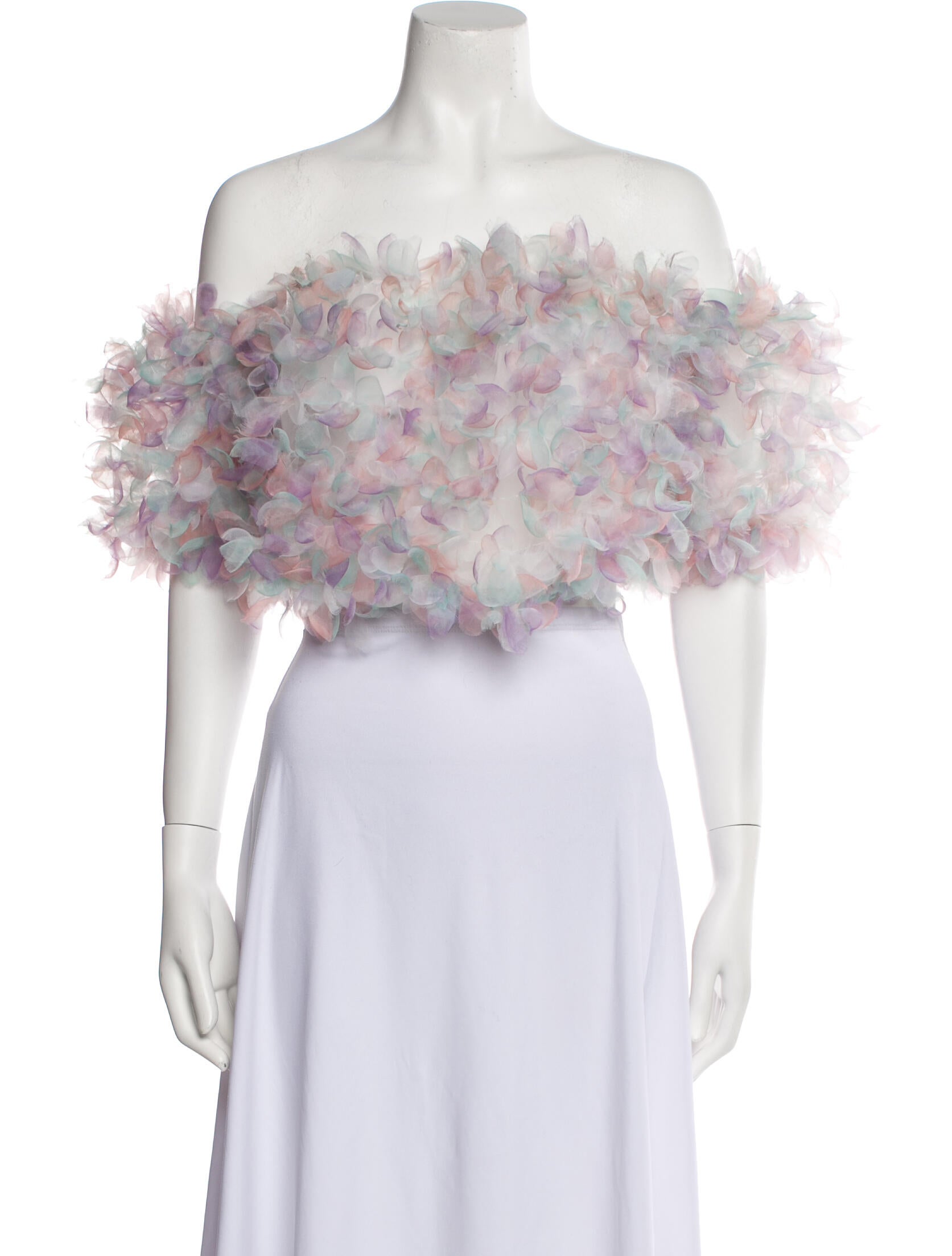 Lirika Matoshi Lace Pattern Off-The-Shoulder Crop Top