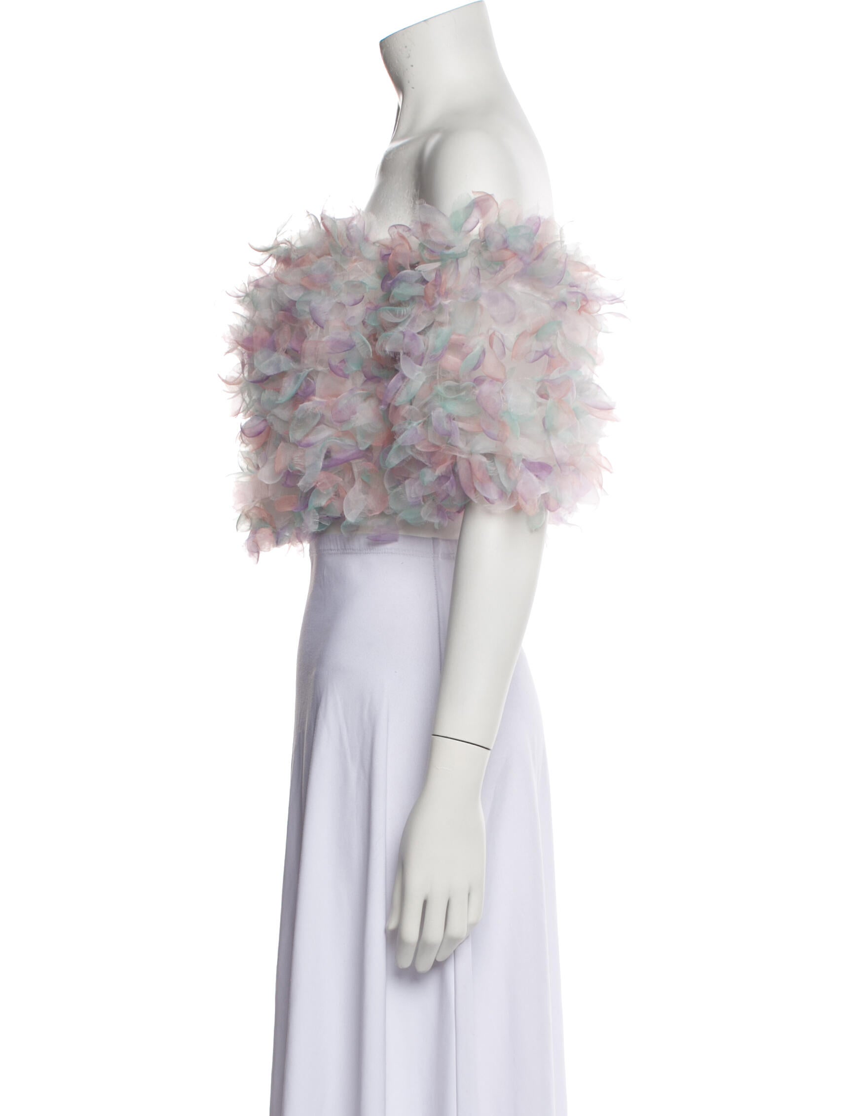 Lirika Matoshi Lace Pattern Off-The-Shoulder Crop Top