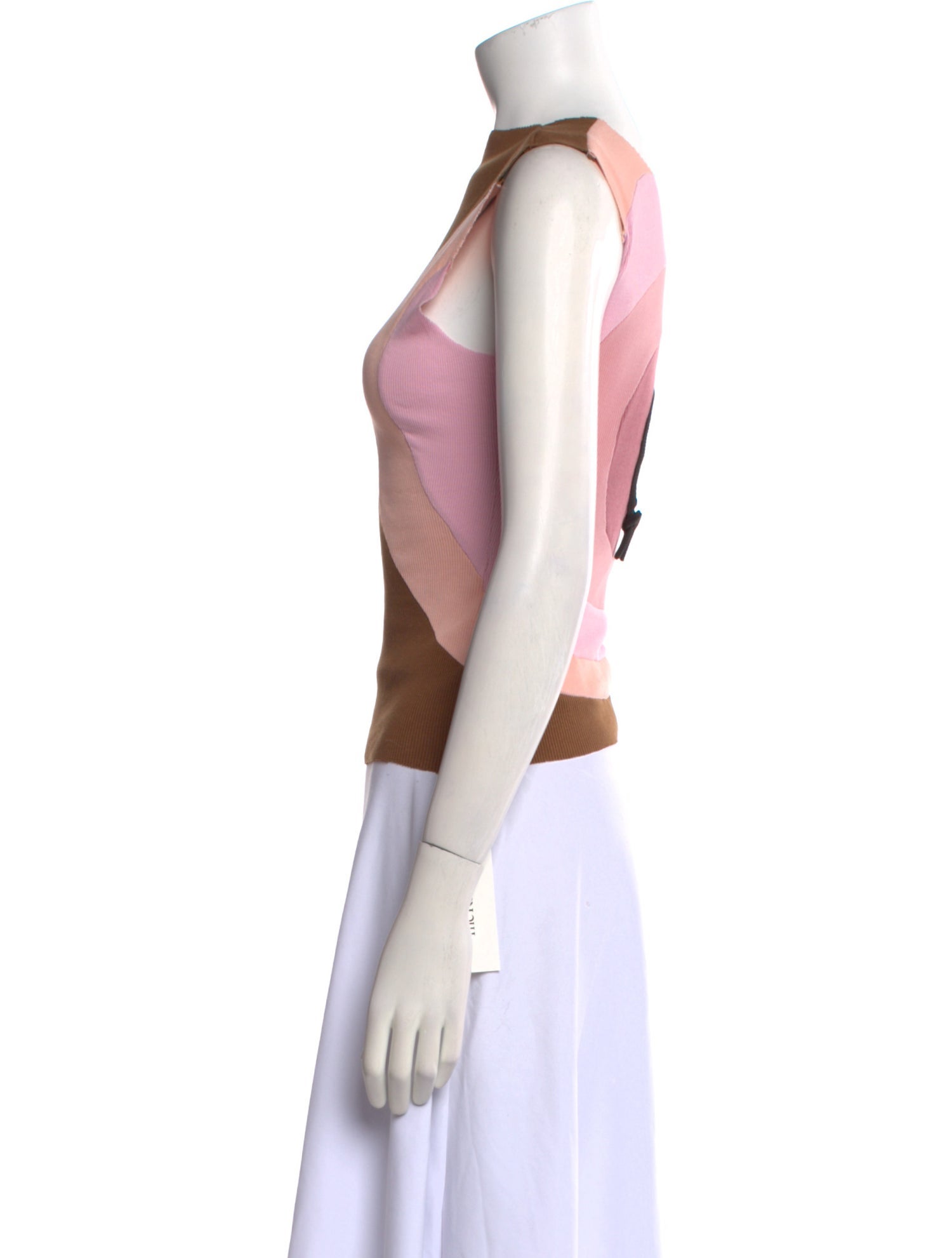 Lirika Matoshi Colorblock Pattern Bateau Neckline Top