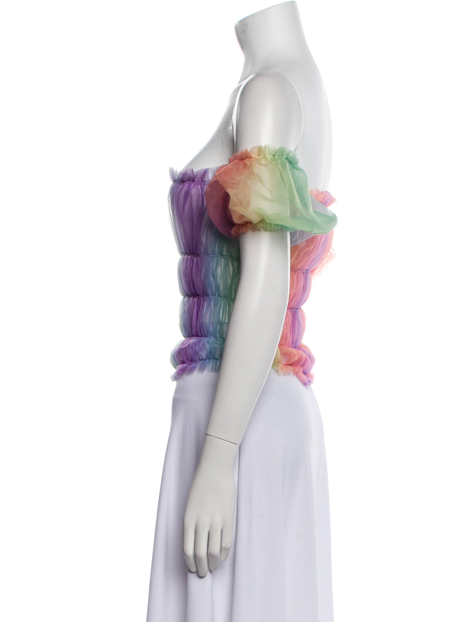 Lirika Matoshi Colorblock Pattern Off-The-Shoulder Crop Top