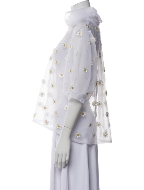 Lirika Matoshi Floral Print Three-Quarter Sleeve Button-Up Top