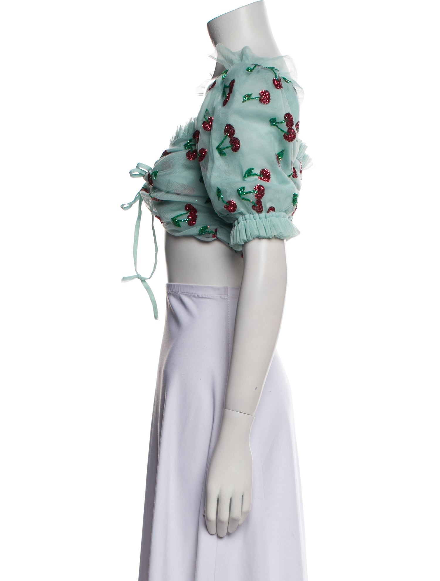 Lirika Matoshi Printed Off-The-Shoulder Crop Top