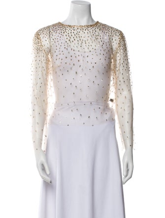 Lirika Matoshi Mesh Polka Dot Print Crop Top