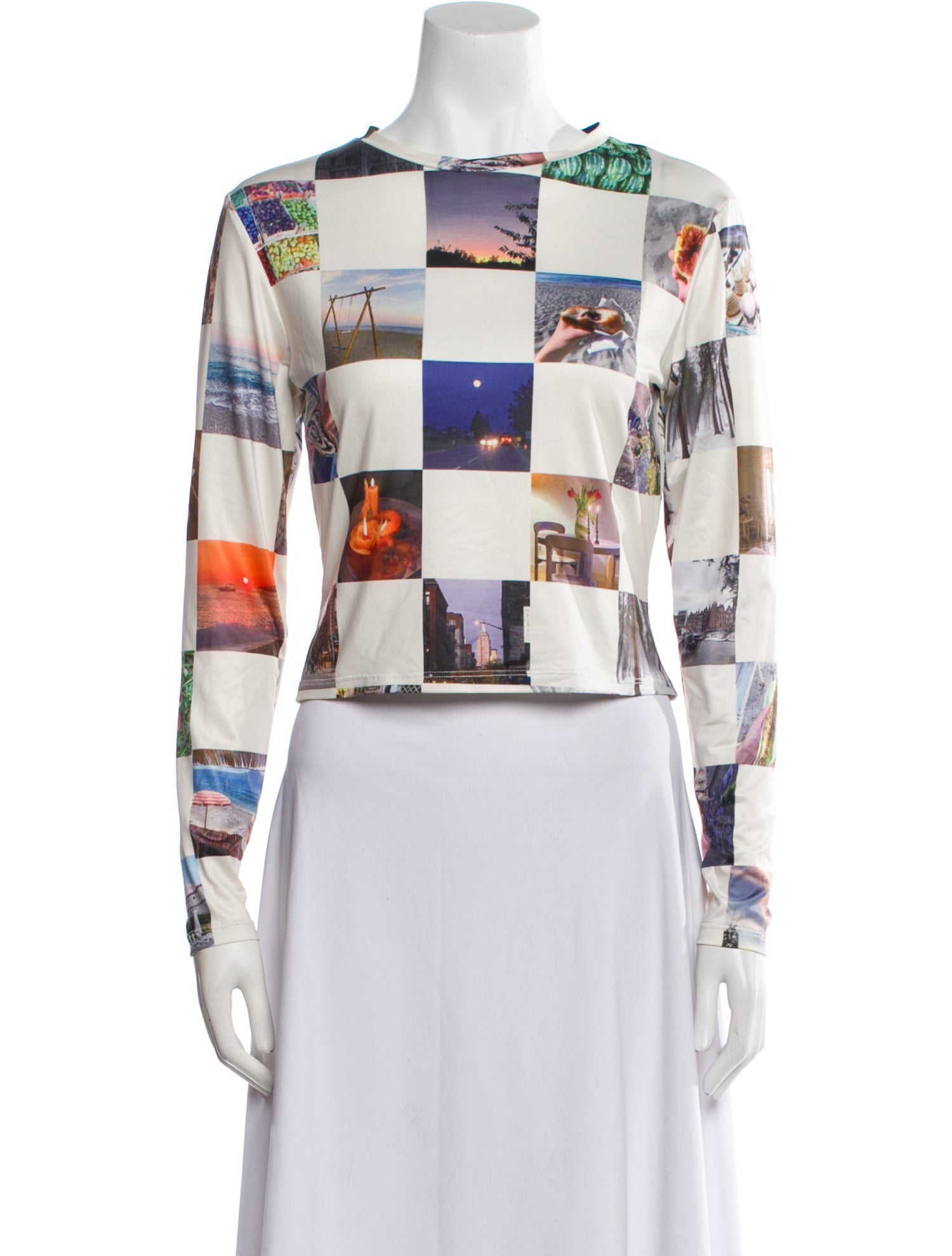 Lirika Matoshi Plaid Print Bateau Neckline Crop Top