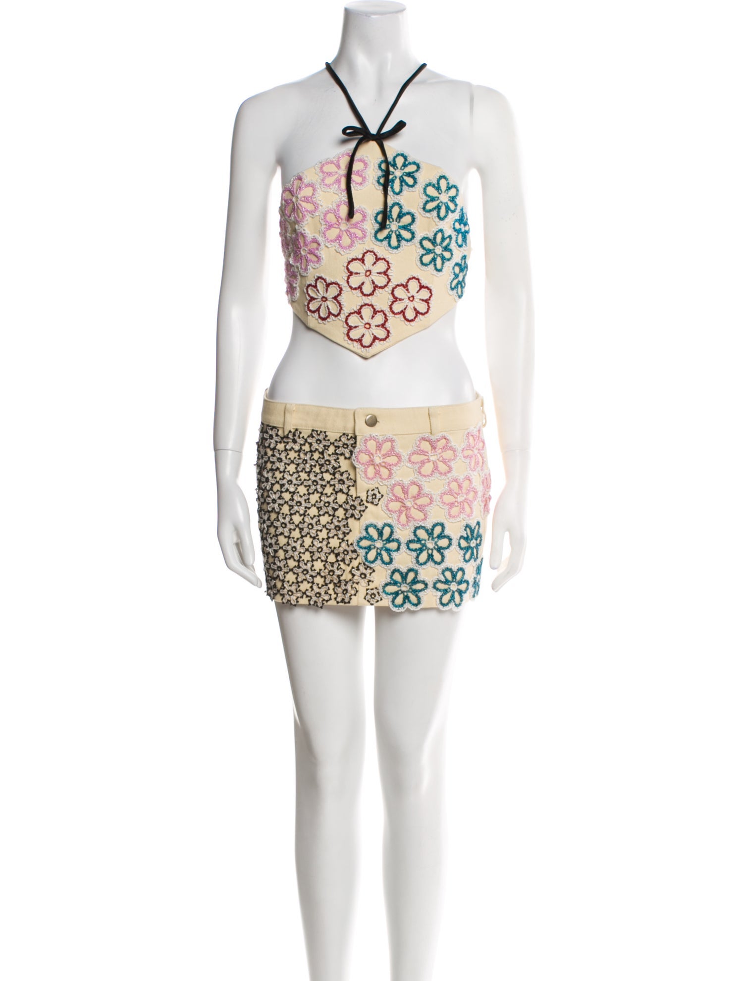 Lirika Matoshi Floral Print Beaded Accents Skirt Set