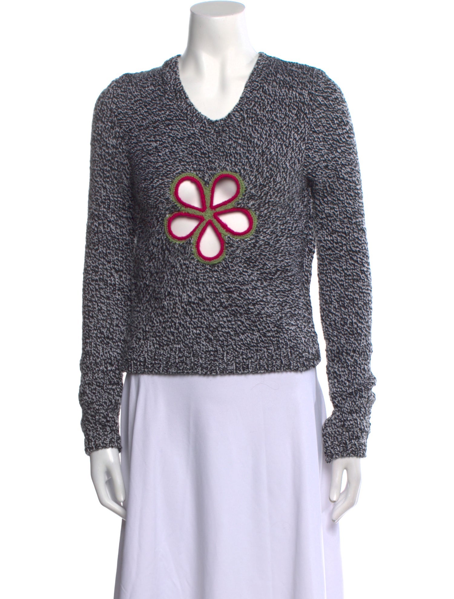 Lirika Matoshi Graphic Print V-Neck Sweater