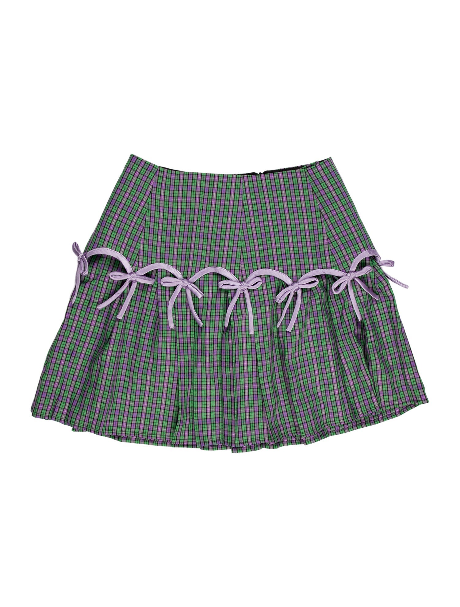 Lirika Matoshi Plaid Print Bow Accents Skirt Set