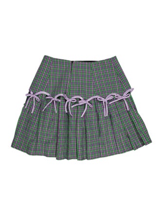 Lirika Matoshi Plaid Print Bow Accents Skirt Set