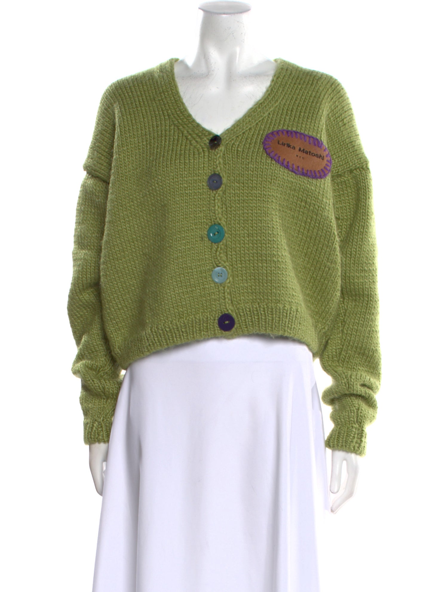 Lirika Matoshi Graphic Print V-Neck Sweater