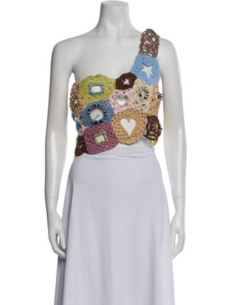 Lirika Matoshi Floral Print One-Shoulder Crop Top