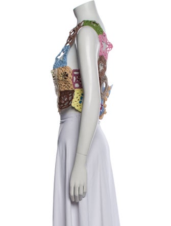 Lirika Matoshi Floral Print One-Shoulder Crop Top