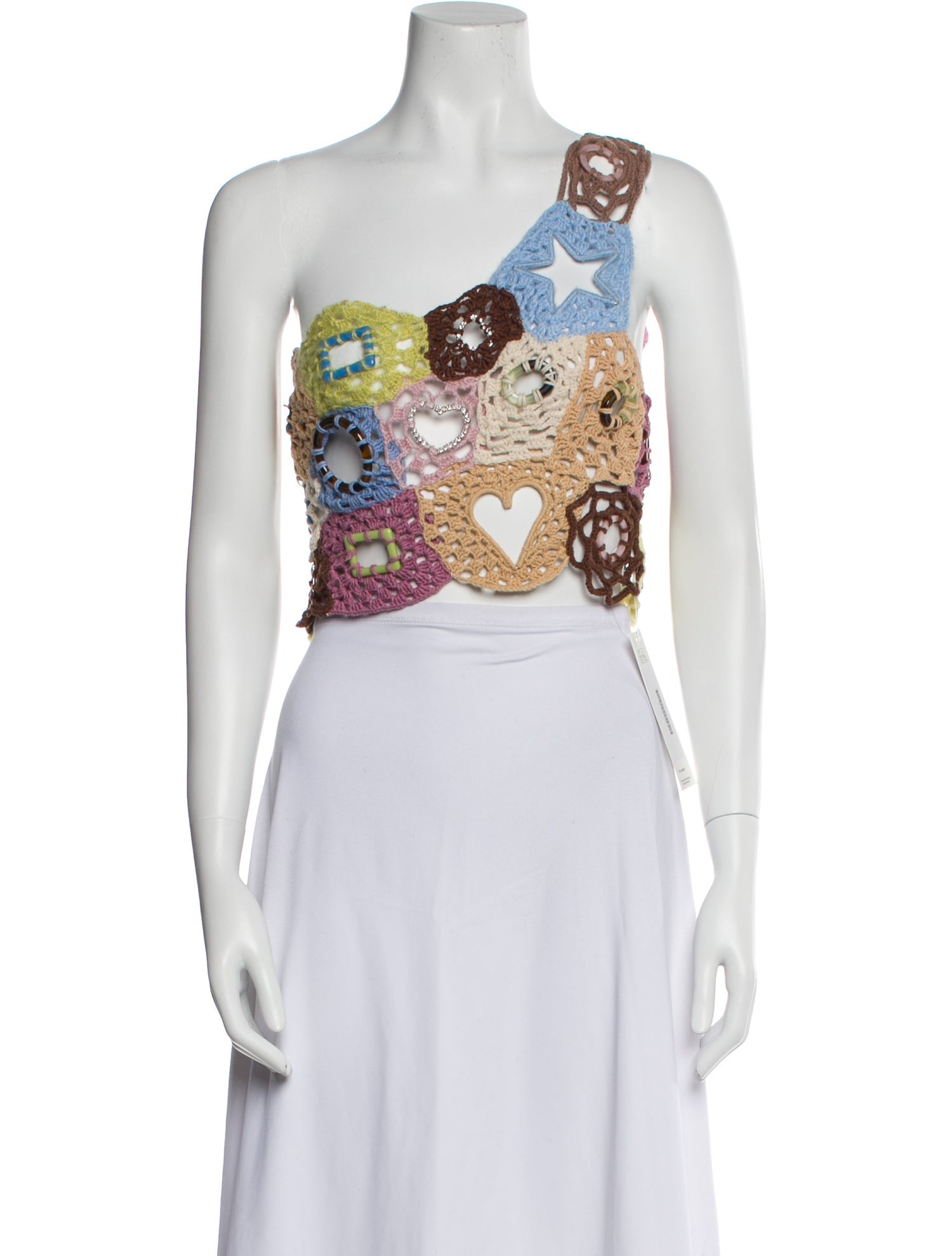 Lirika Matoshi Patterned One-Shoulder Crop Top