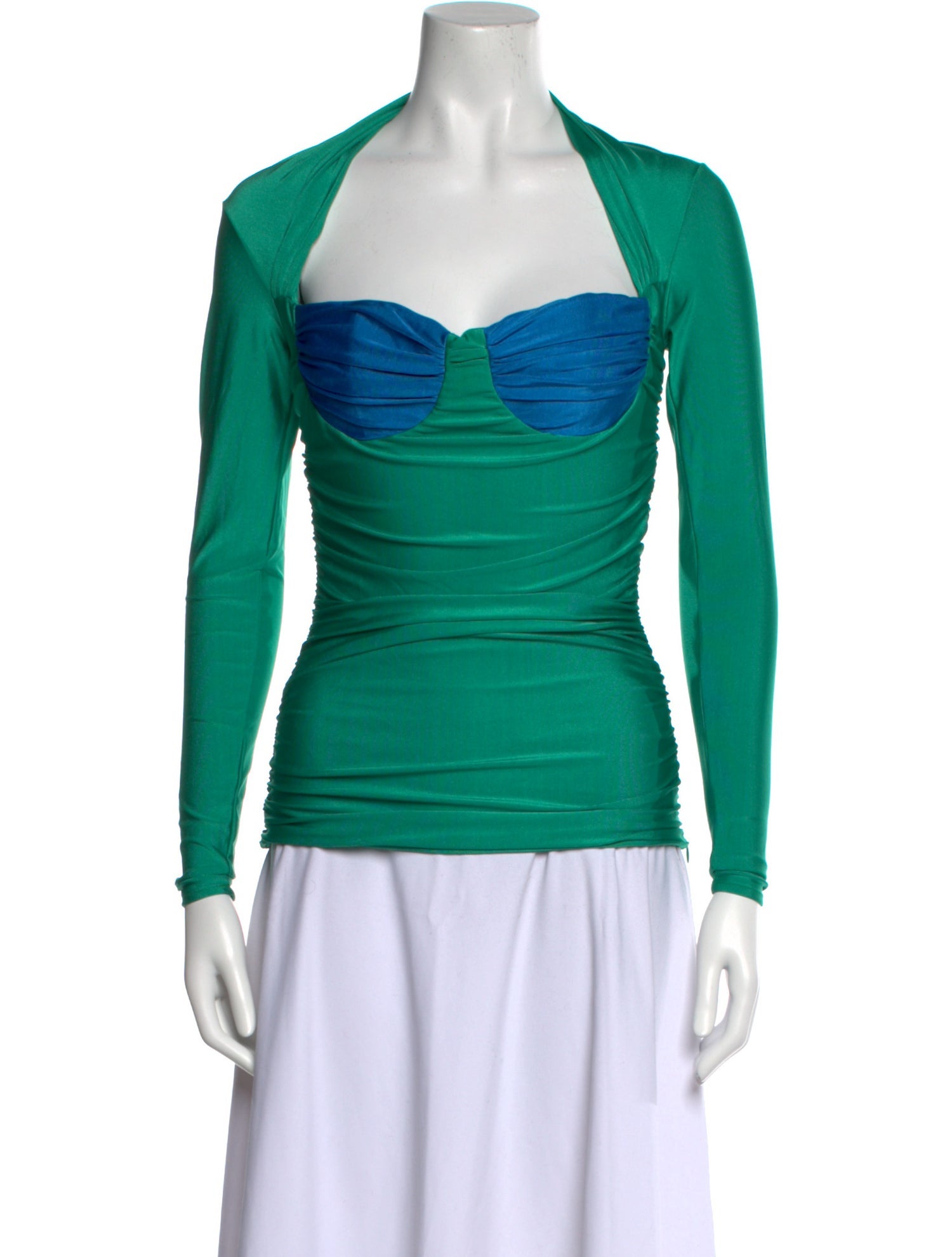 Lirika Matoshi Colorblock Pattern Square Neckline Top