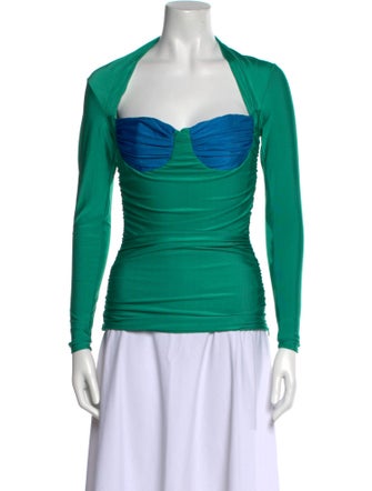 Lirika Matoshi Colorblock Pattern Square Neckline Top