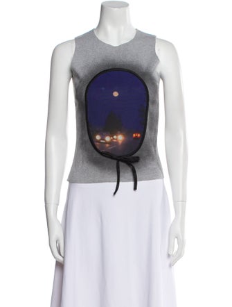 Lirika Matoshi Graphic Print Crew Neck Crop Top