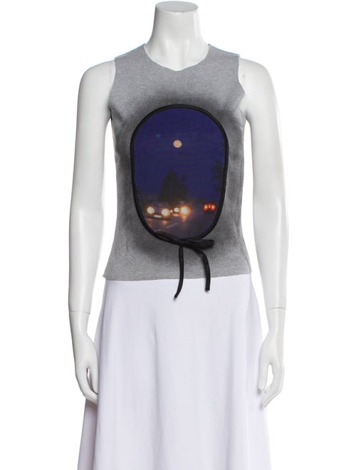 Lirika Matoshi Graphic Print Crew Neck Crop Top