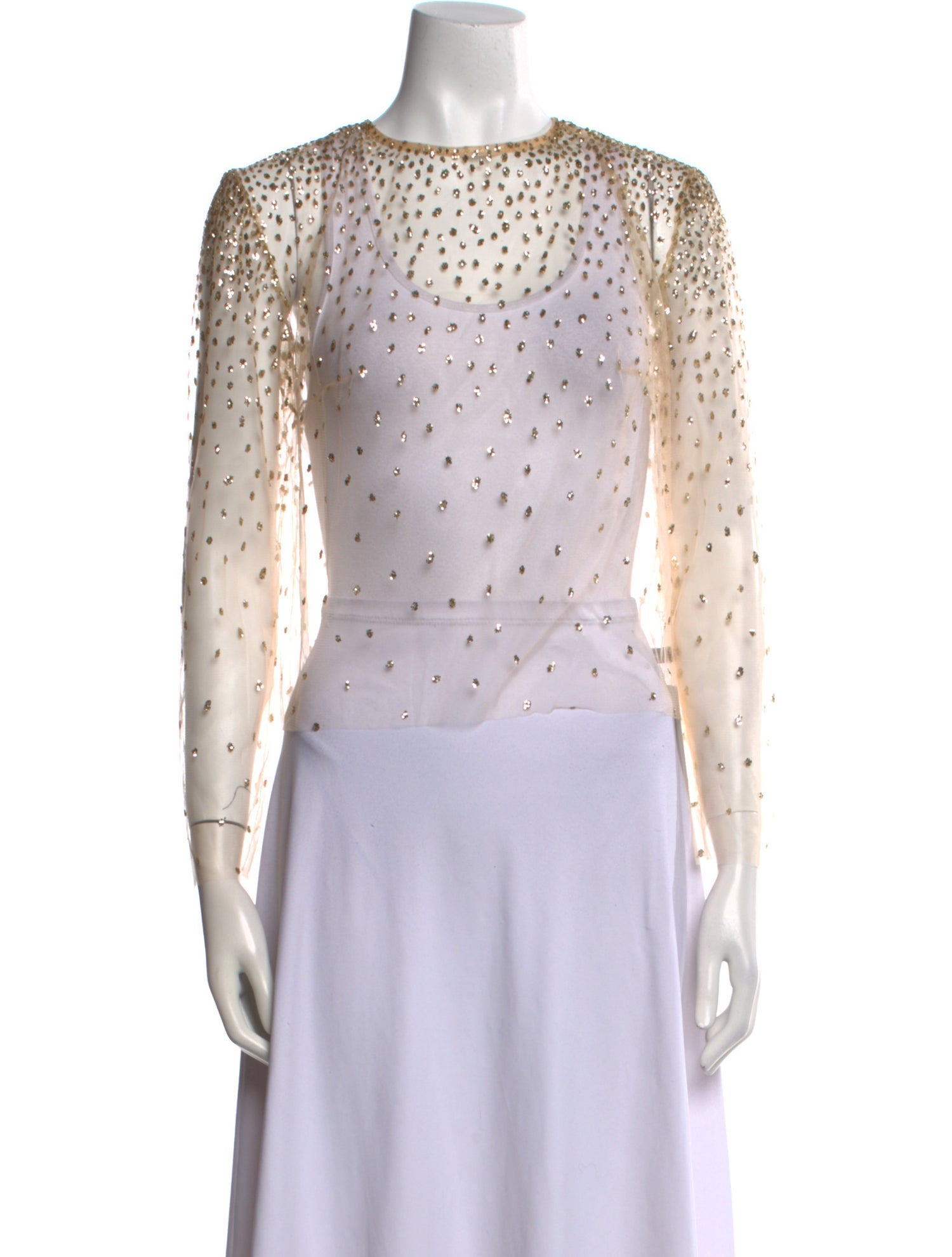 Lirika Matoshi Lace Pattern Crew Neck Crop Top