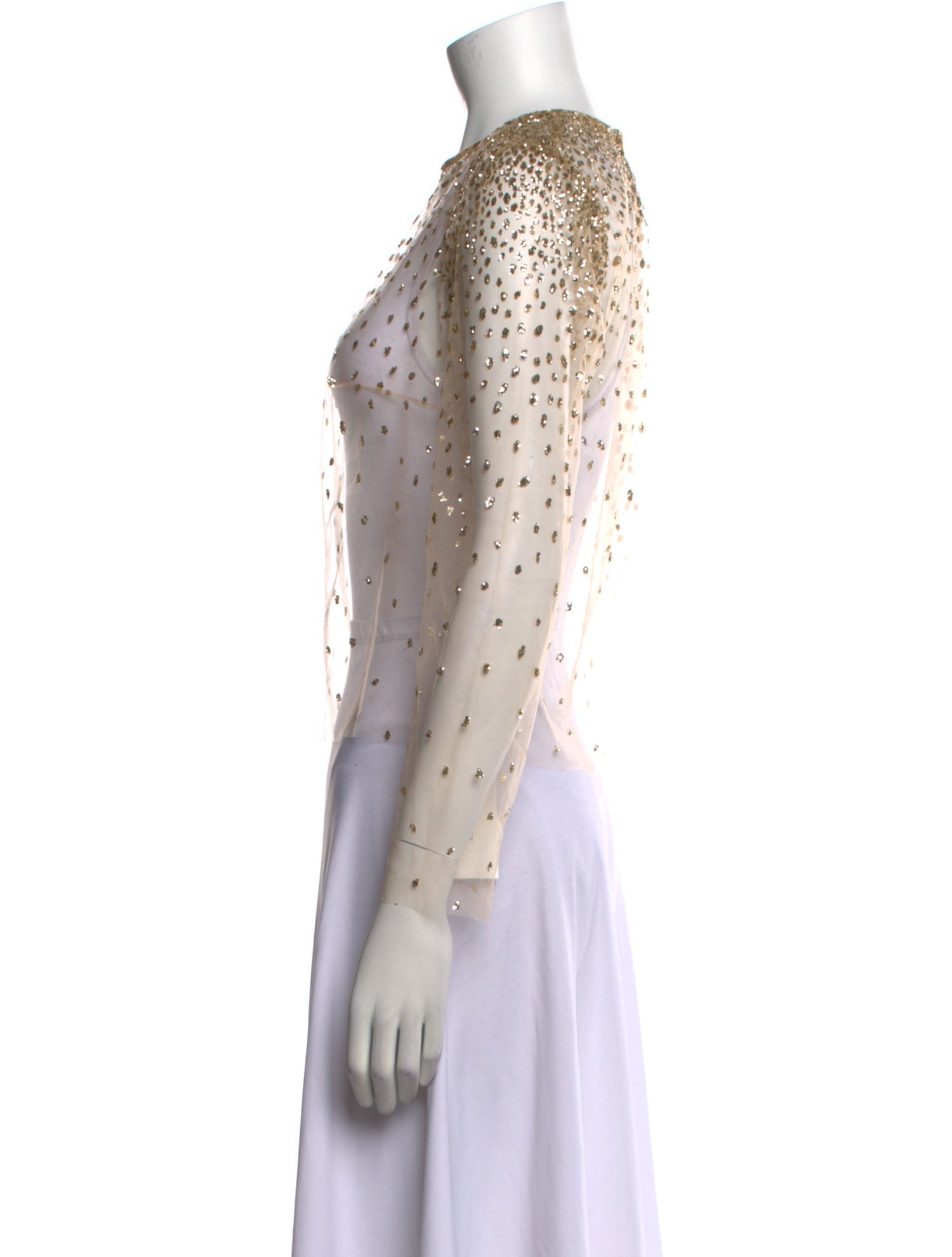 Lirika Matoshi Lace Pattern Crew Neck Crop Top