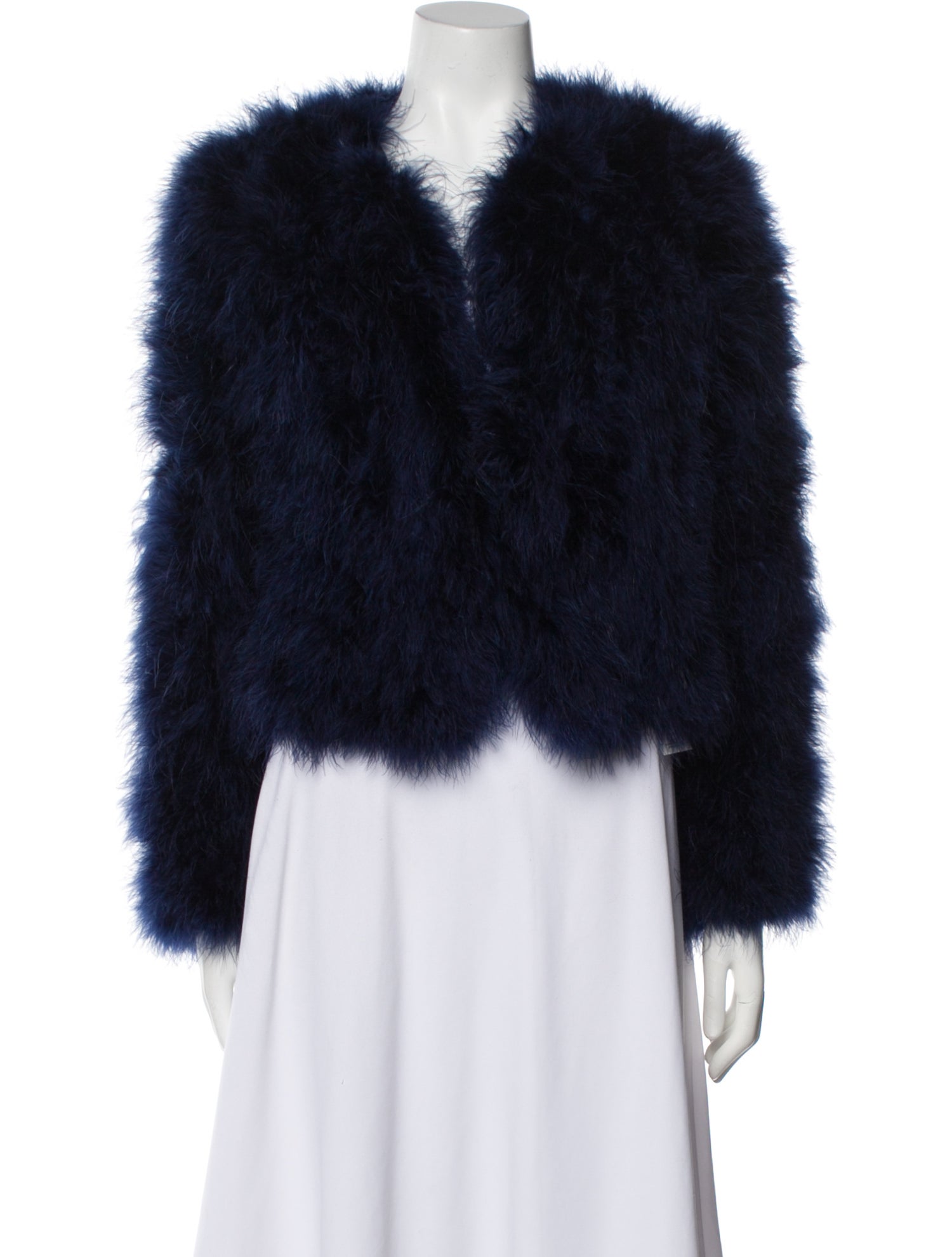 Lamarque Ostrich Feather Faux Fur Jacket