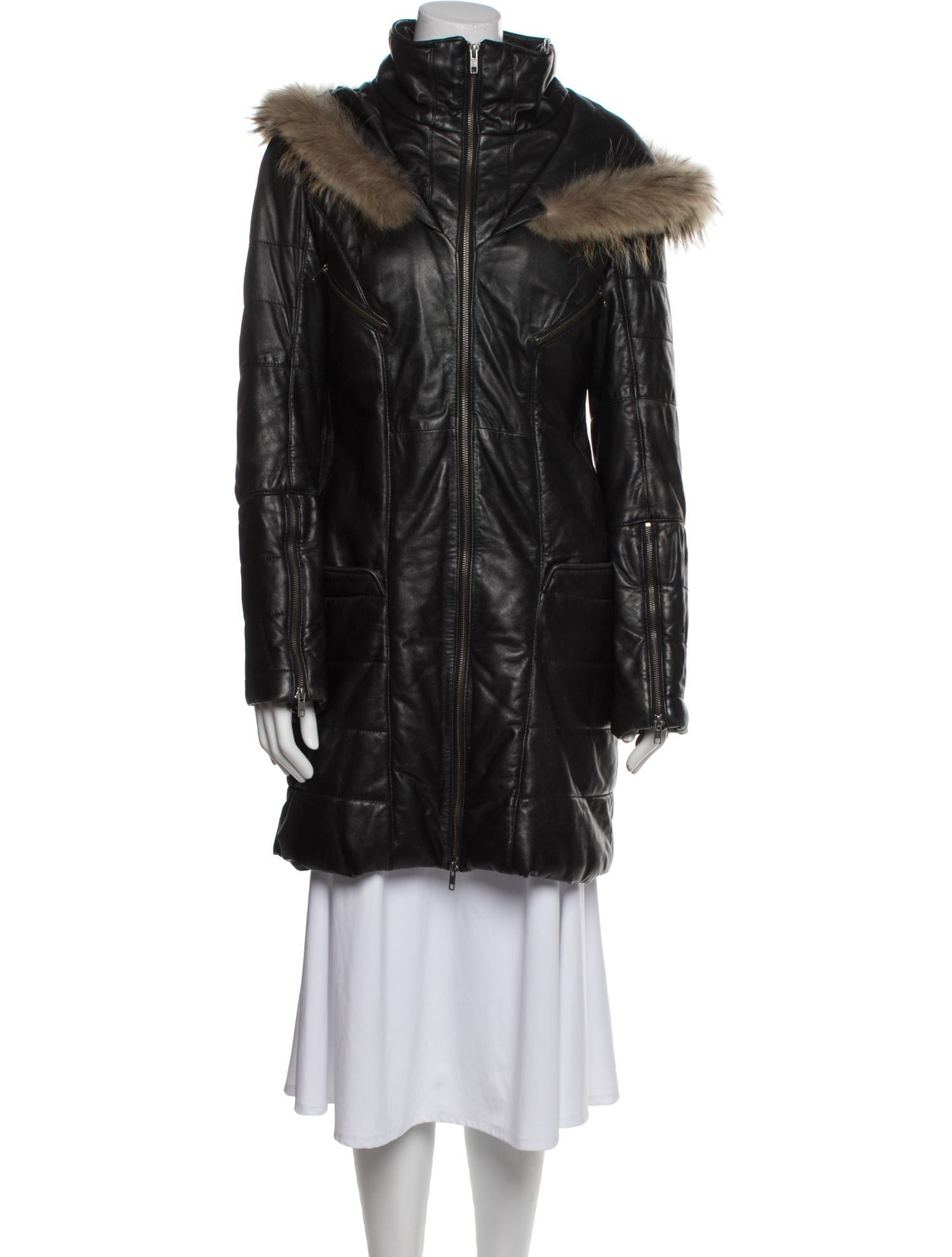 Lamarque Leather Faux Fur Coat