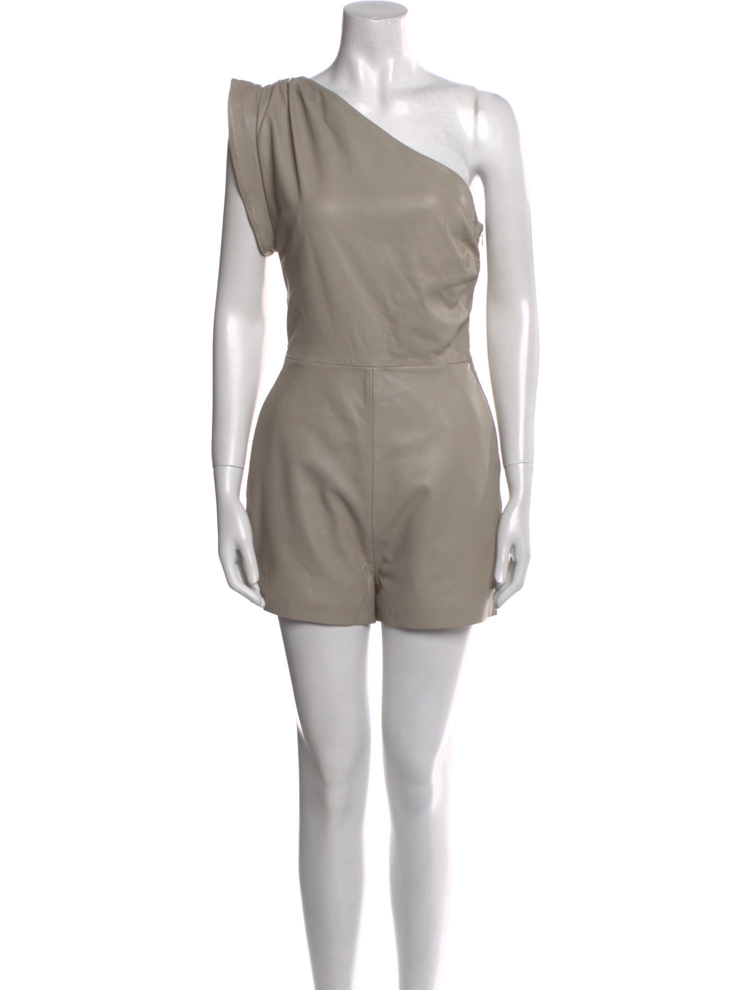 Lamarque Lamb Leather One-Shoulder Romper