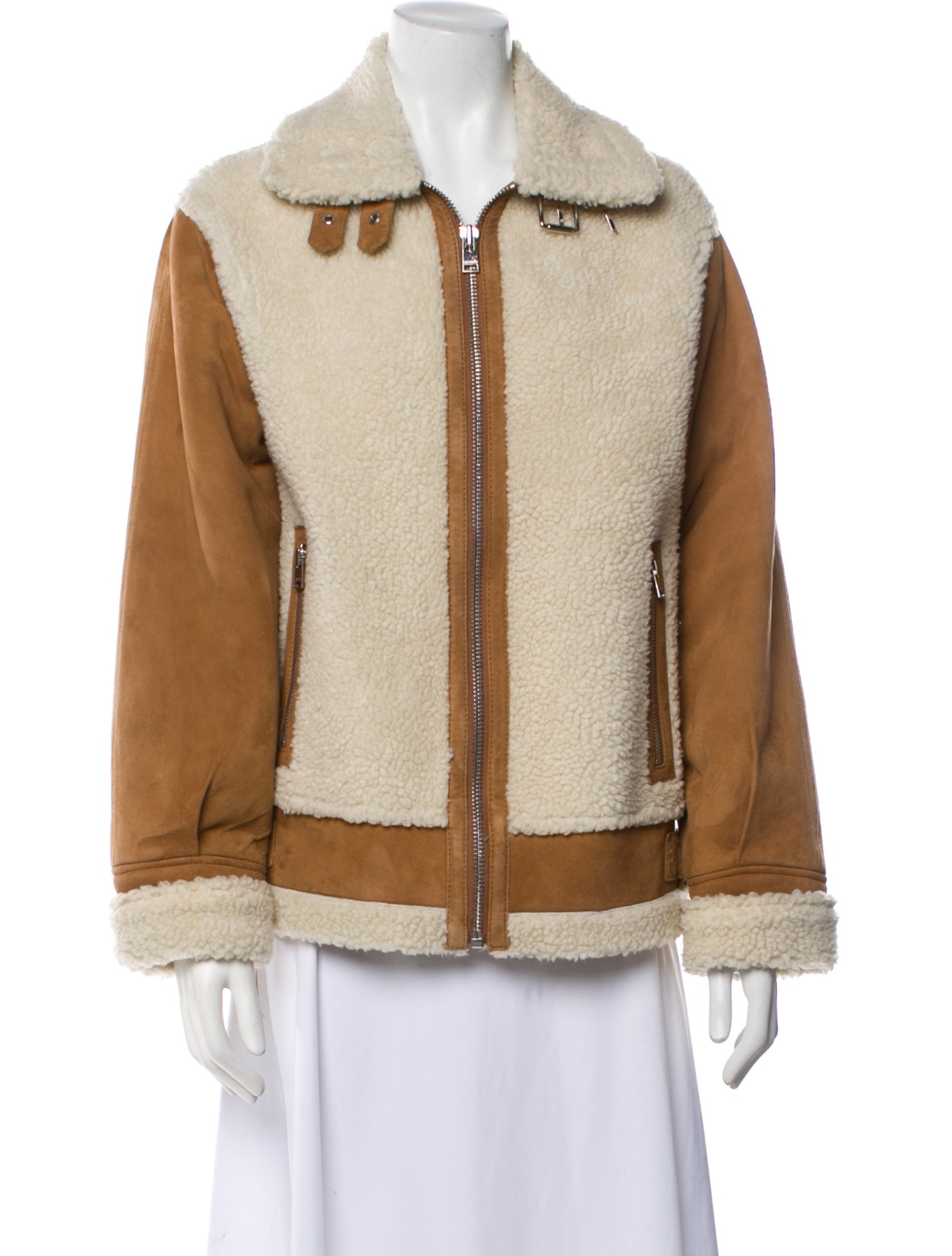 Lamarque Colorblock Pattern Faux Fur Jacket