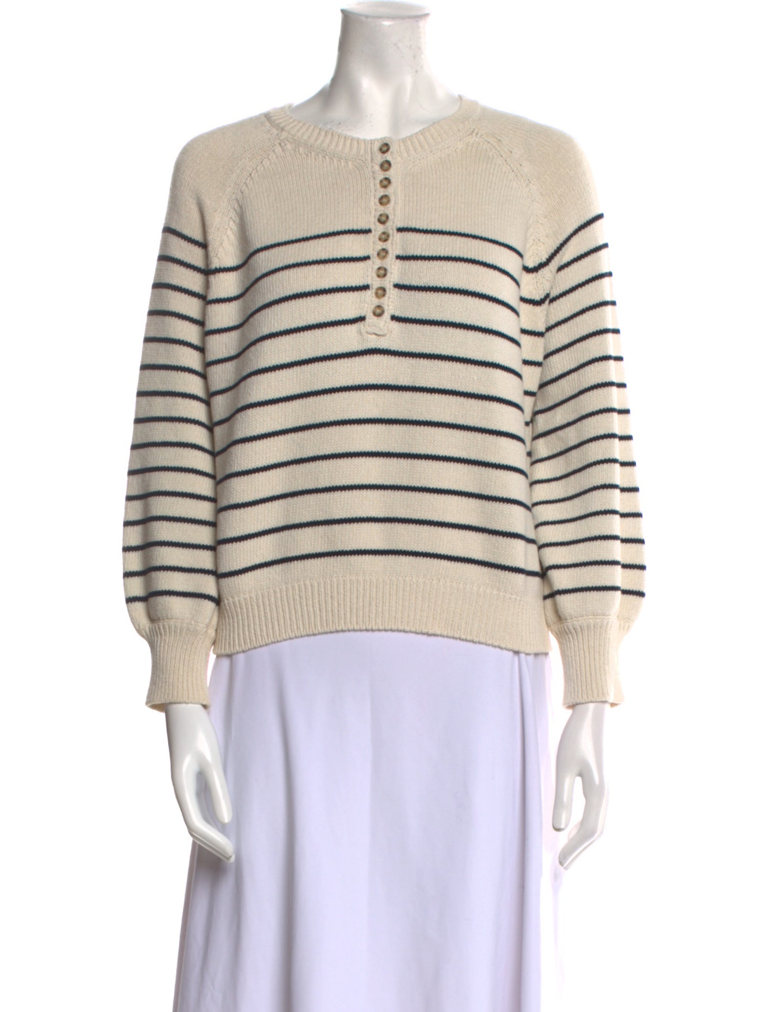 La Maille Sezane Striped Crew Neck Sweater