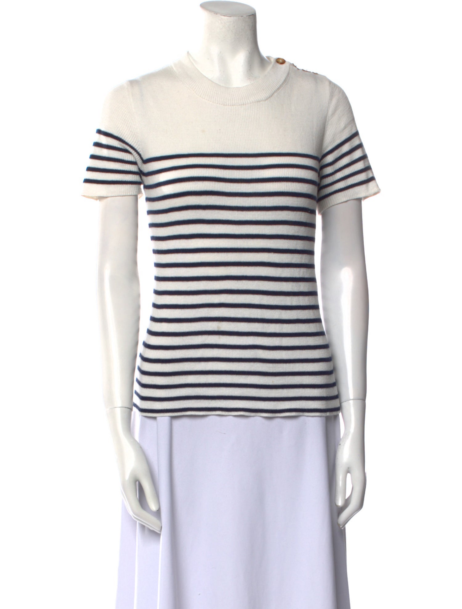 La Maille Sezane Striped Crew Neck T-Shirt