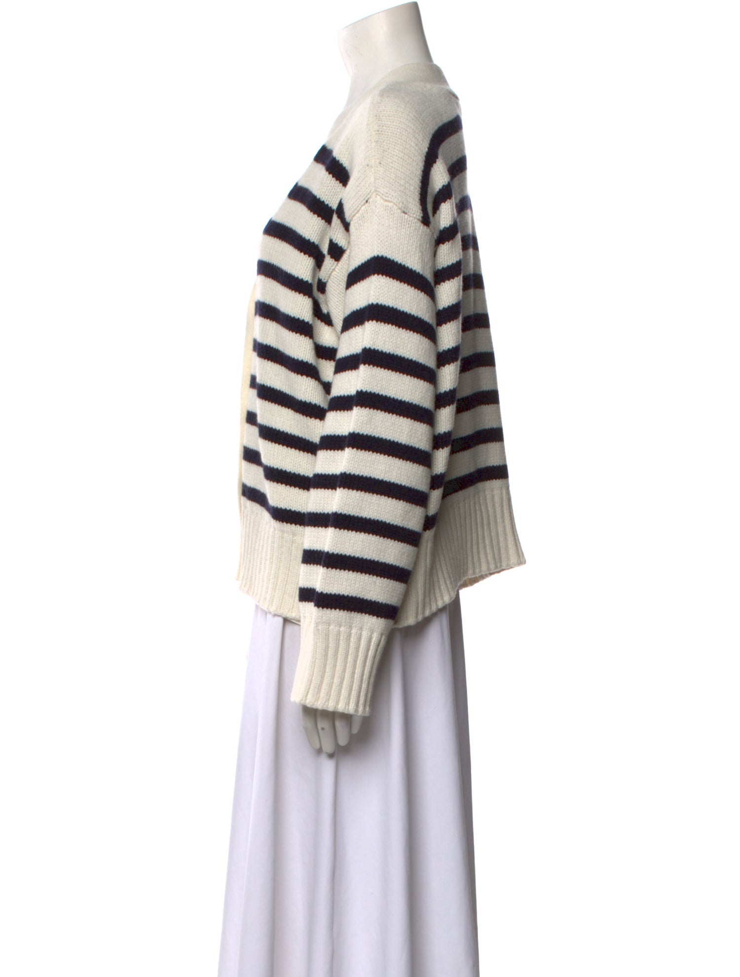 La Maille Sezane Striped V-Neck Sweater