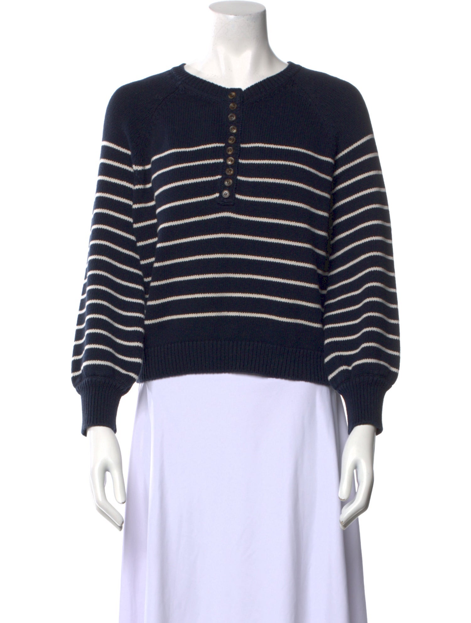 La Maille Sezane Striped Crew Neck Sweater