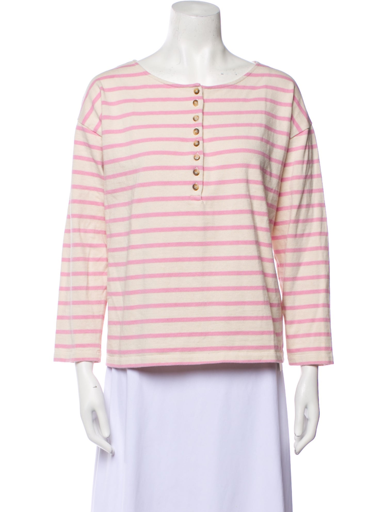 La Maille Sezane Striped Scoop Neck Top