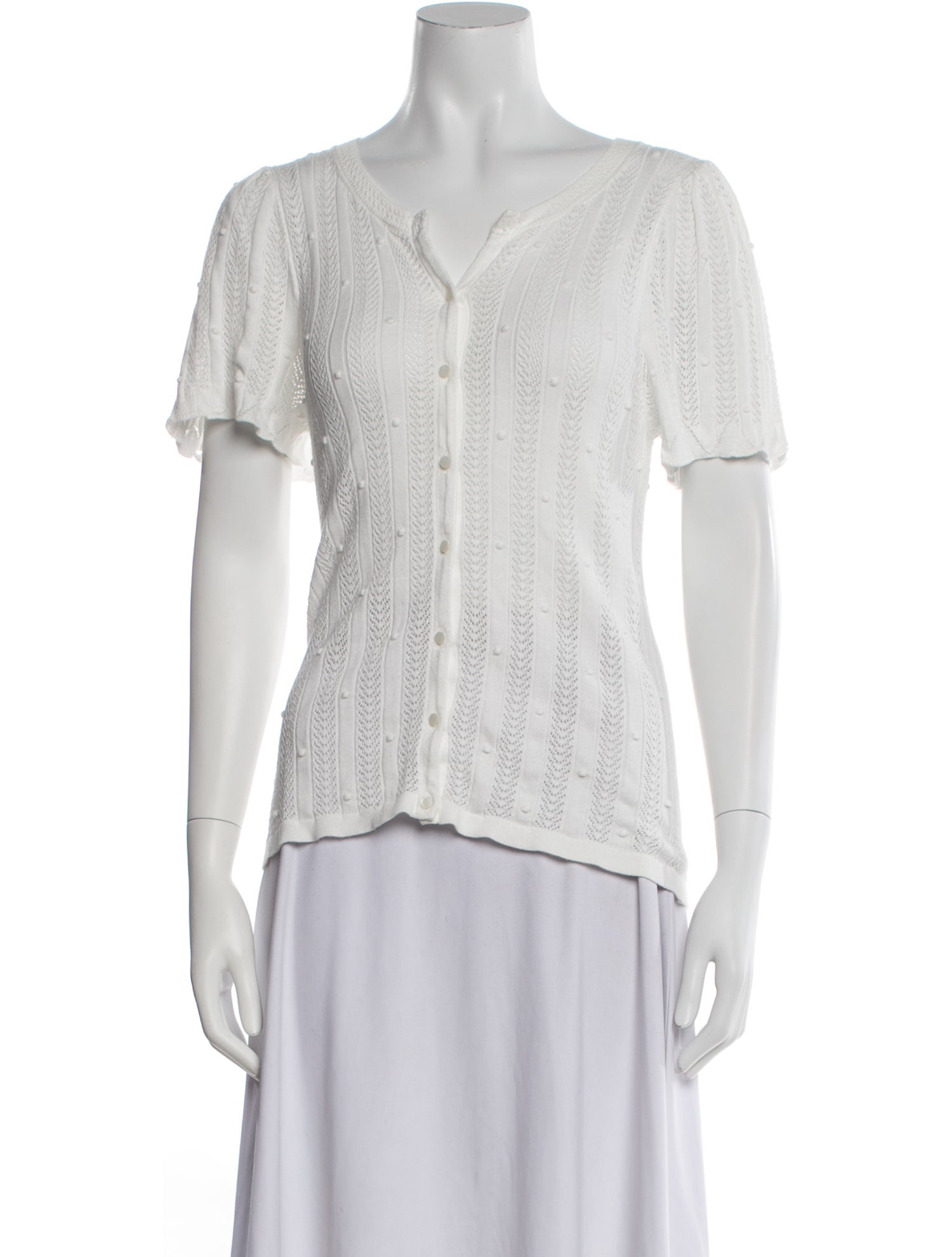La Maille Sezane V-Neck Short Sleeve Top