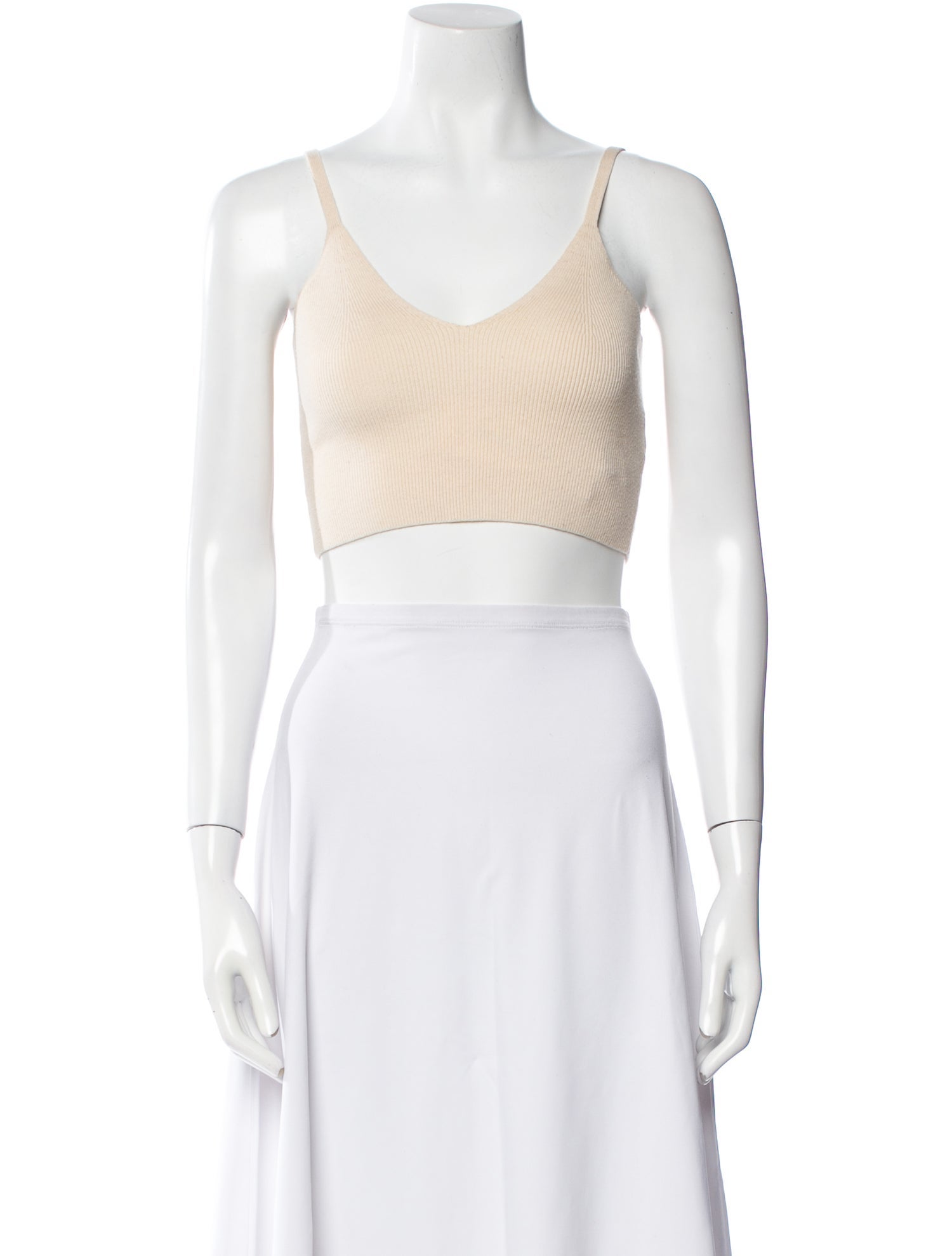 La Maille Sezane V-Neck Sleeveless Crop Top