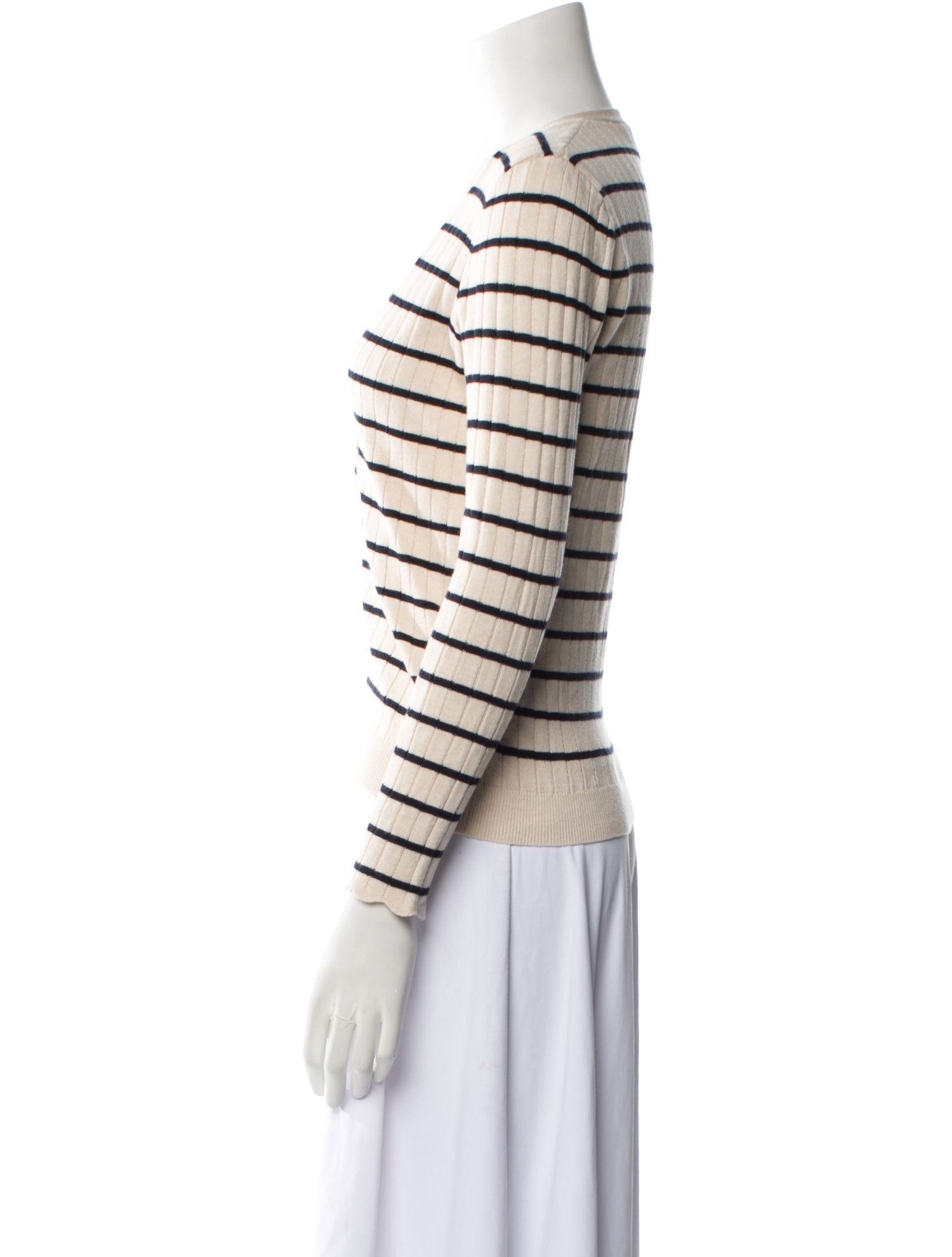 La Maille Sezane Striped V-Neck Sweater
