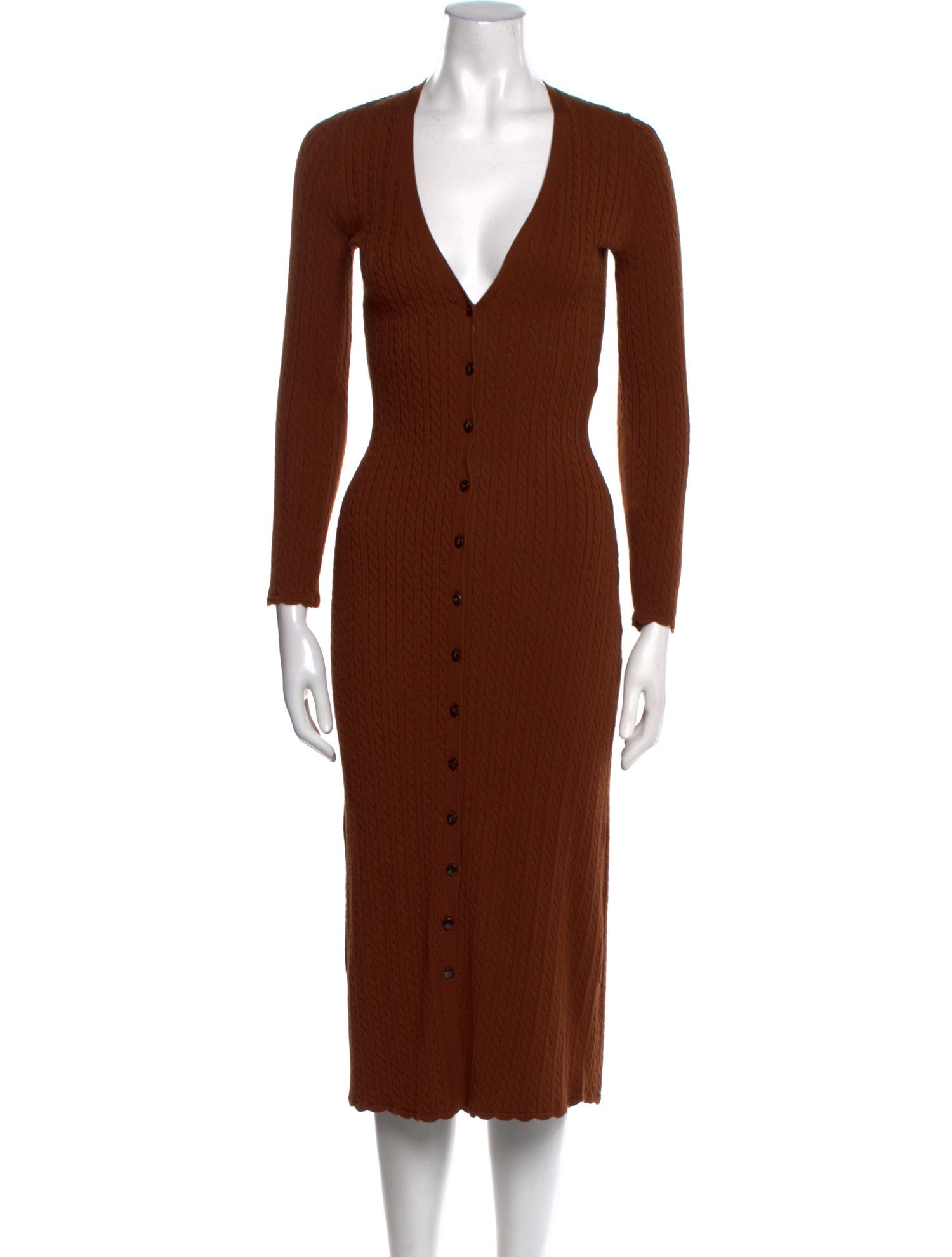 La Maille Sezane V-Neck Midi Length Dress