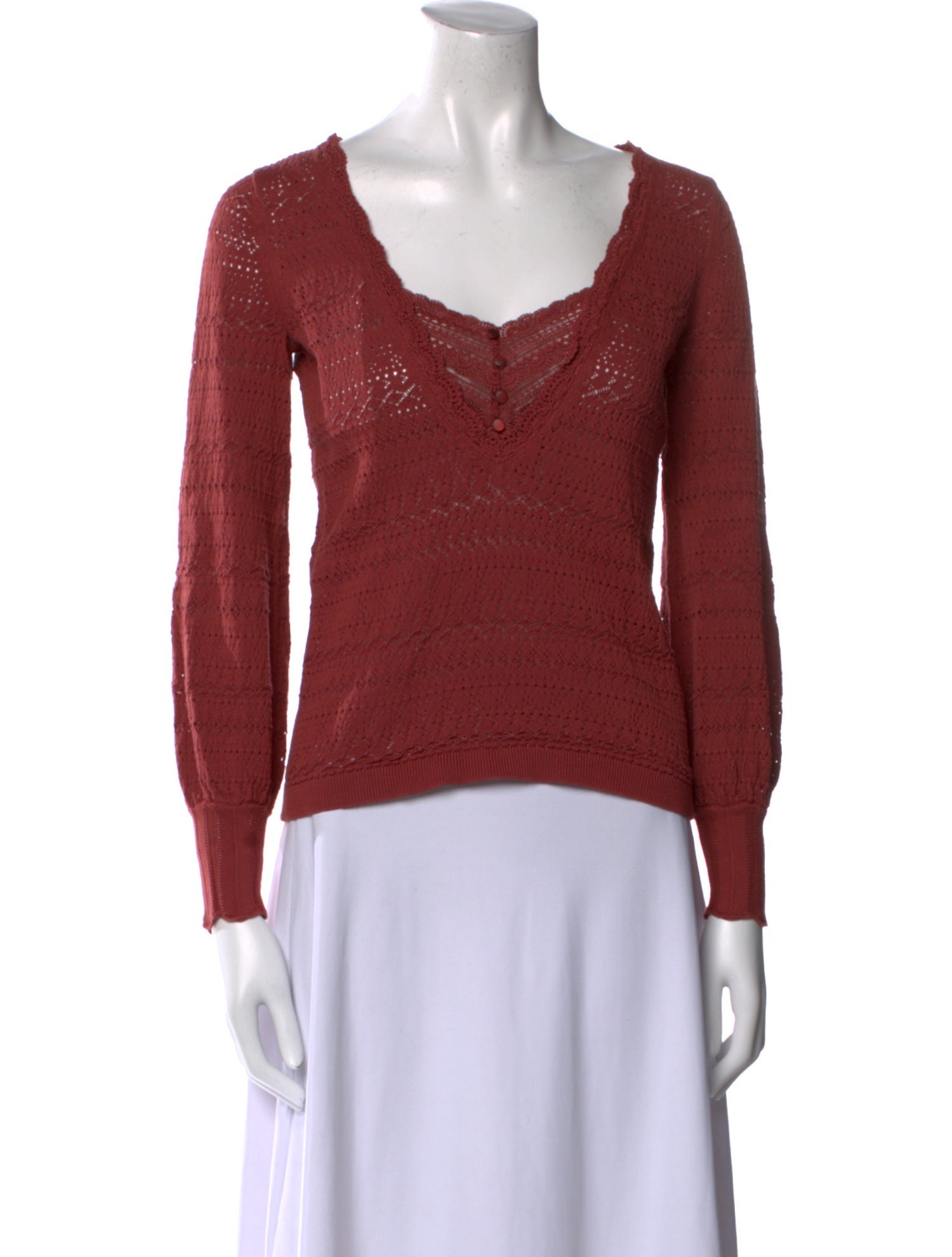 La Maille Sezane V-Neck Long Sleeve Top