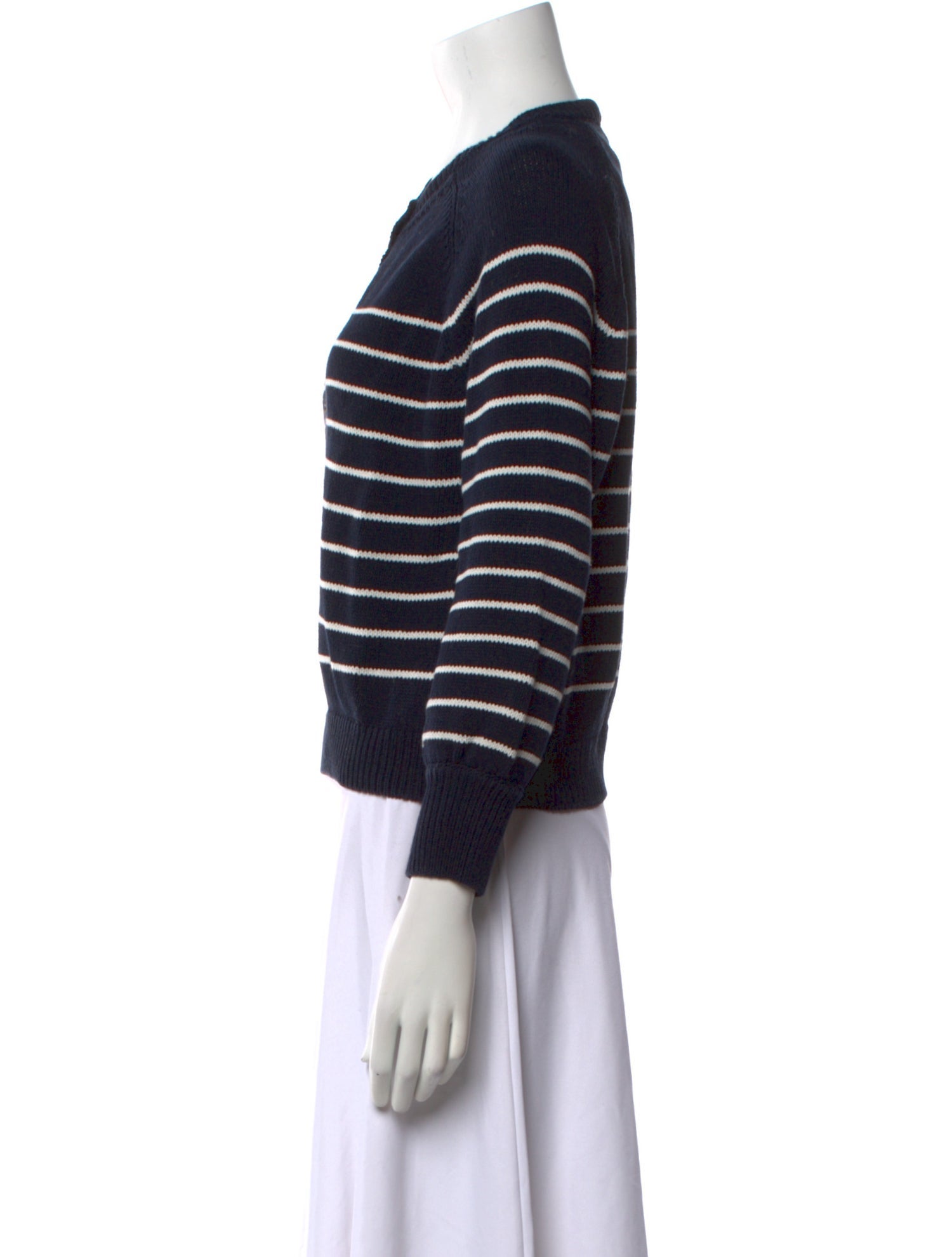 La Maille Sezane Striped Crew Neck Sweater