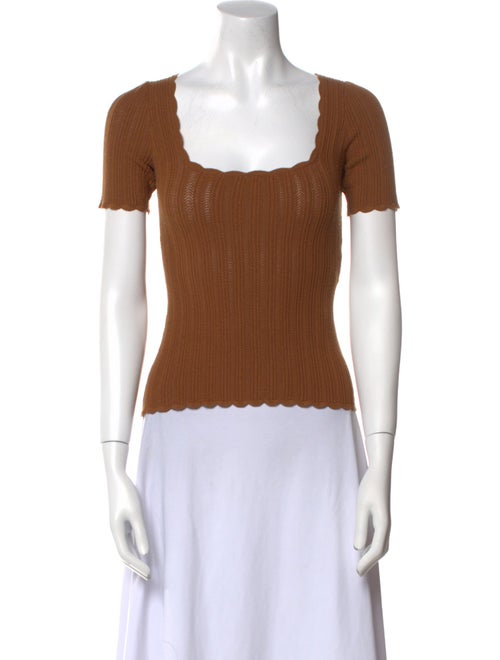 La Maille Sezane Square Neckline Short Sleeve Top