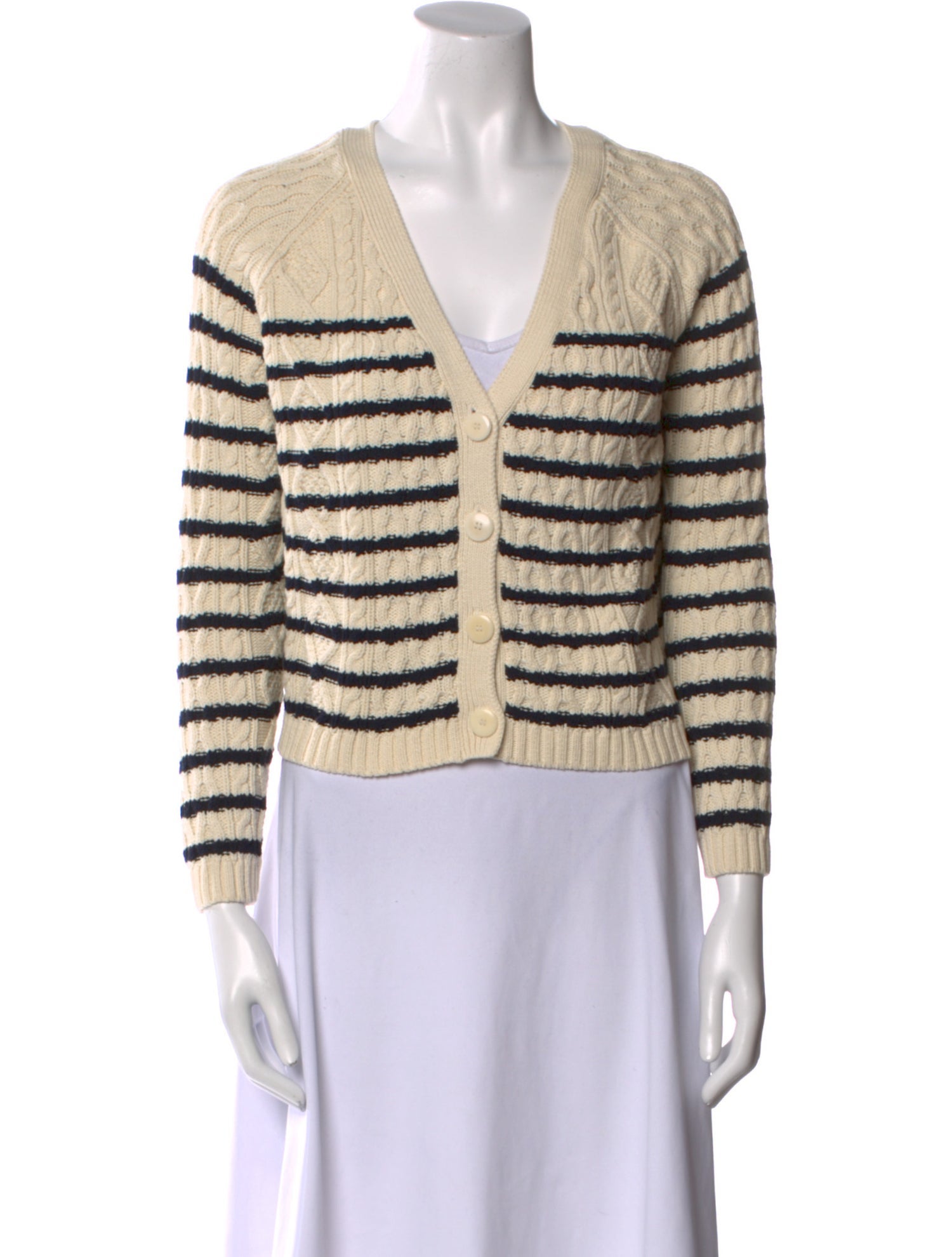 La Maille Sezane Striped V-Neck Sweater