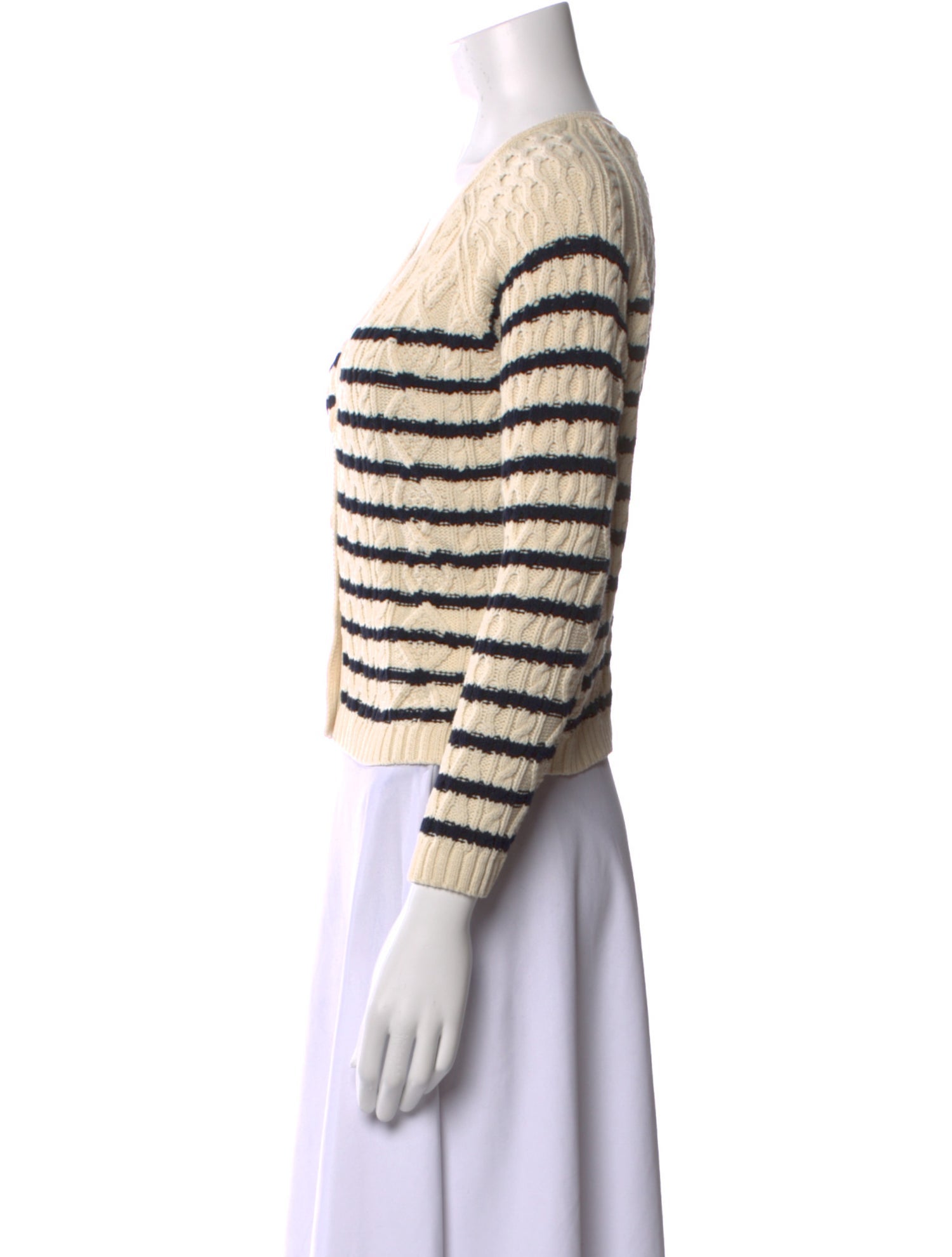 La Maille Sezane Striped V-Neck Sweater