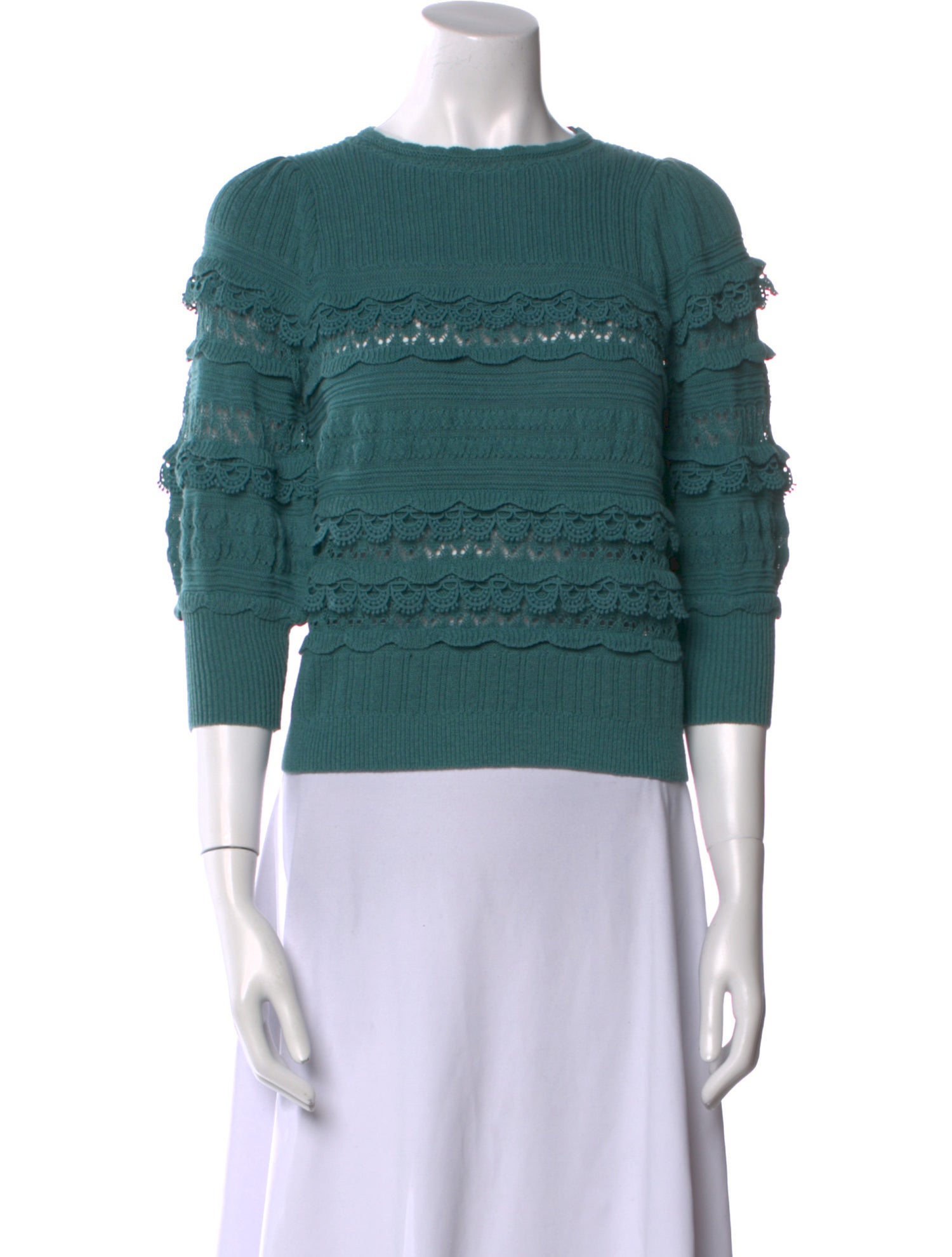 La Maille Sezane Crew Neck Three-Quarter Sleeve Top