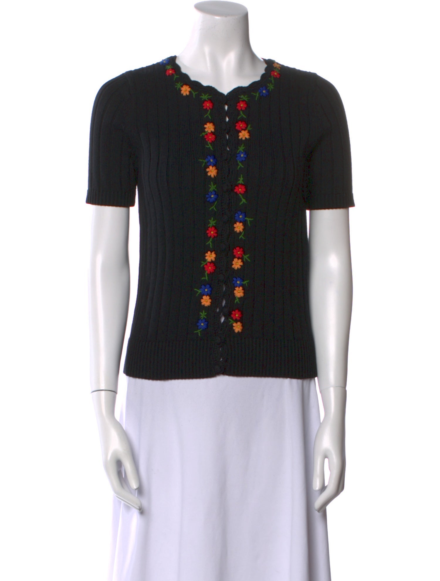 La Maille Sezane Patterned Crew Neck Top