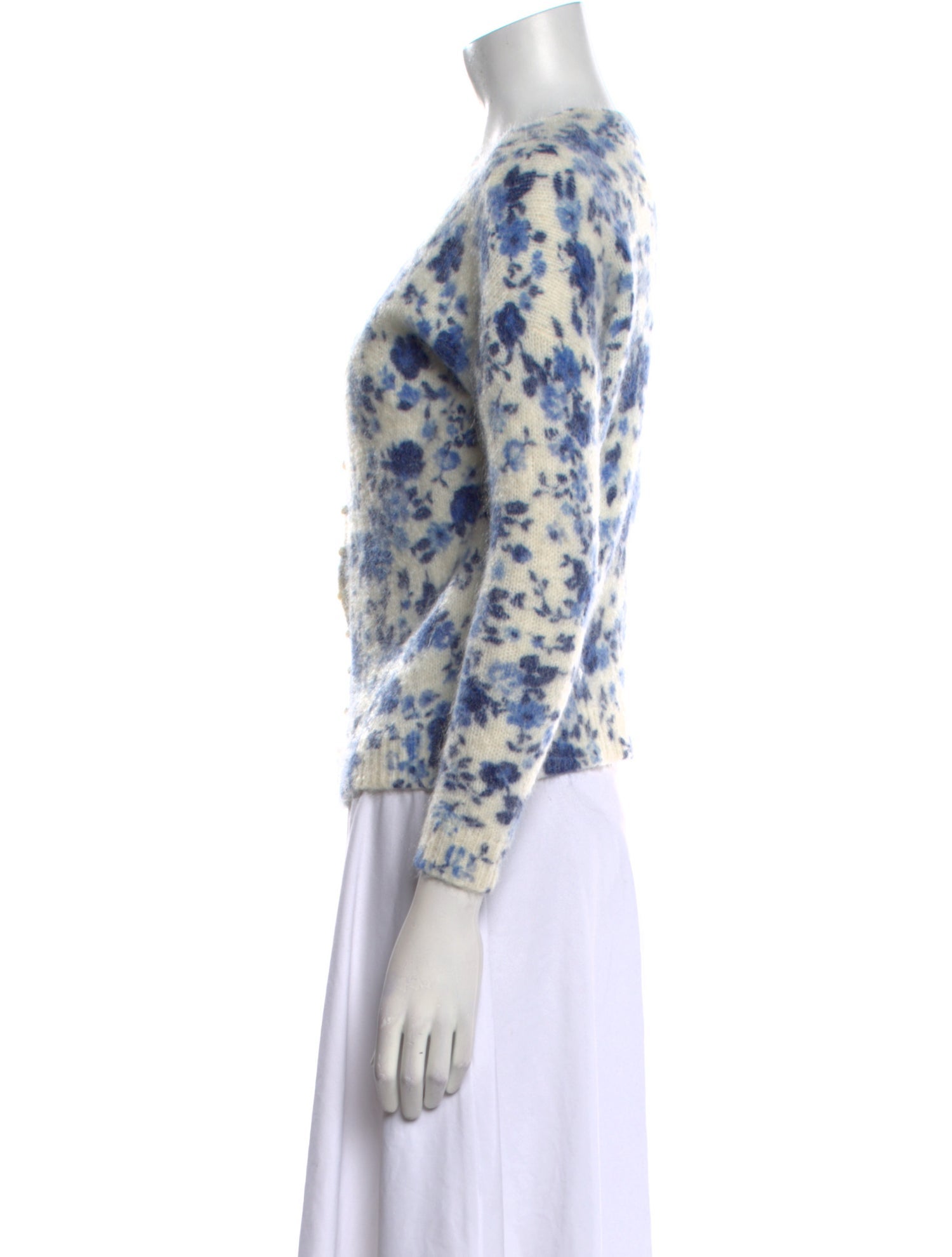 La Maille Sezane Floral Print V-Neck Sweater