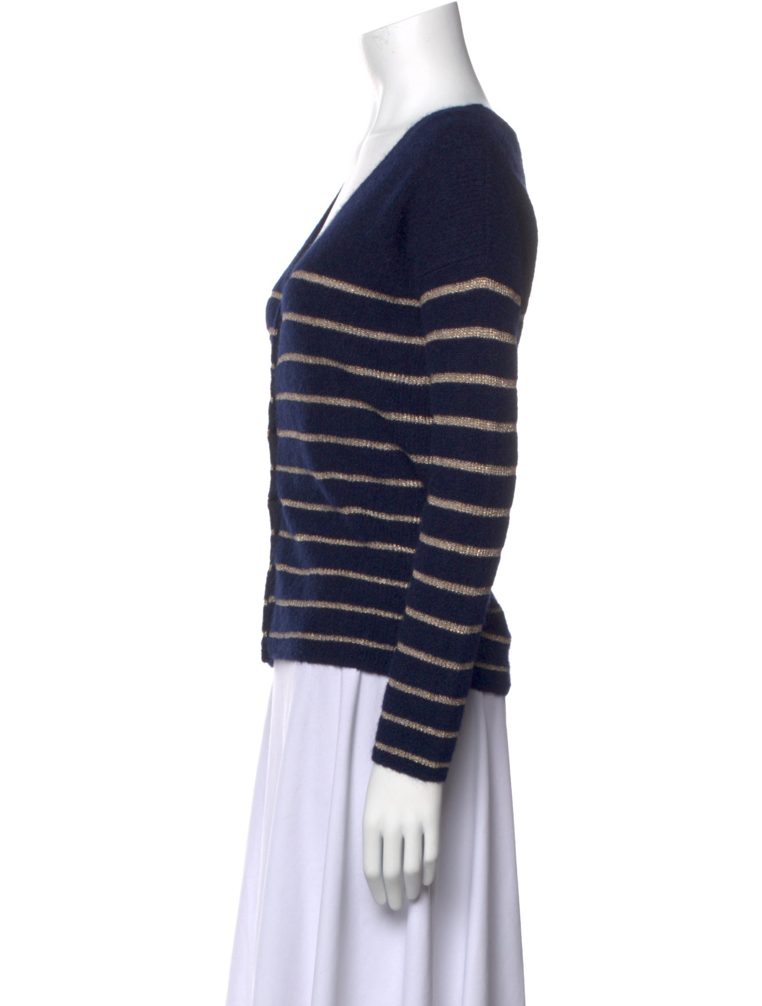 La Maille Sezane Striped V-Neck Sweater
