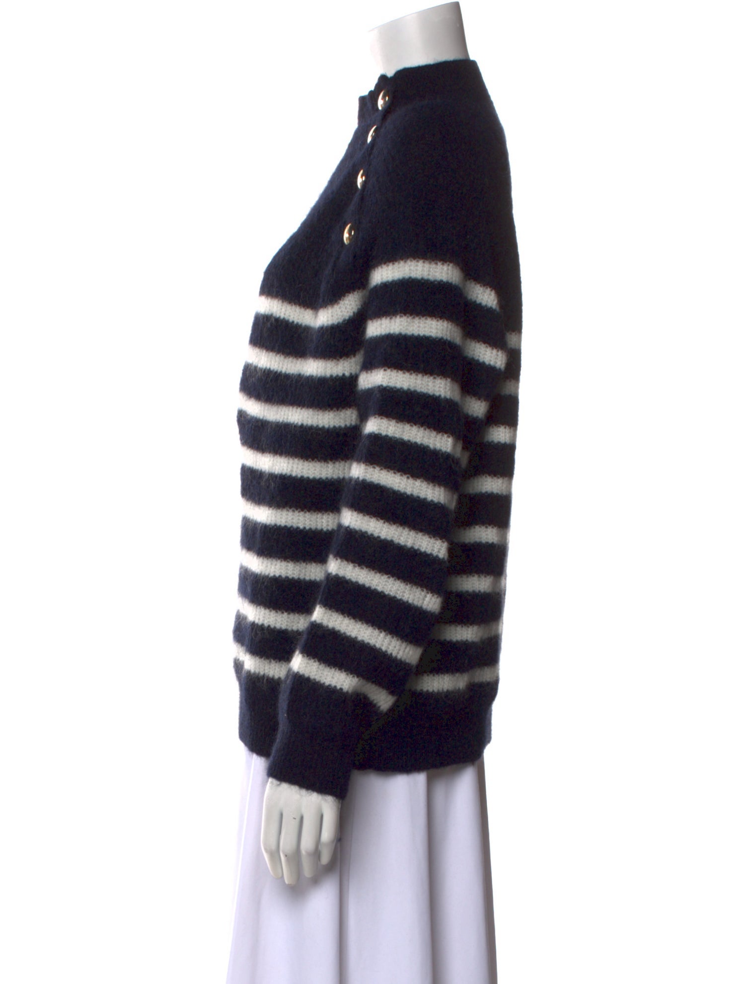 La Maille Sezane Striped Mock Neck Sweater