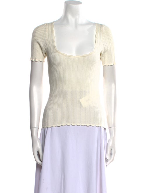 La Maille Sezane Square Neckline Short Sleeve Top