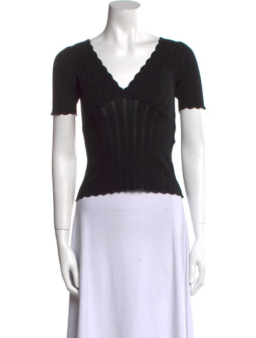 La Maille Sezane V-Neck Short Sleeve Crop Top