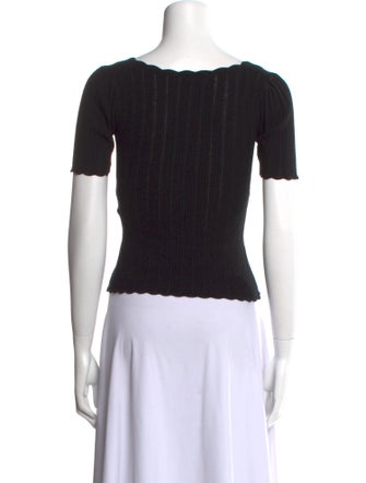 La Maille Sezane V-Neck Short Sleeve Crop Top